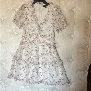Trixxi White and Pink Floral Dress